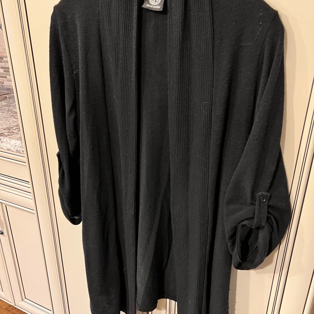 Bobeau Ribbed Black Cardigan